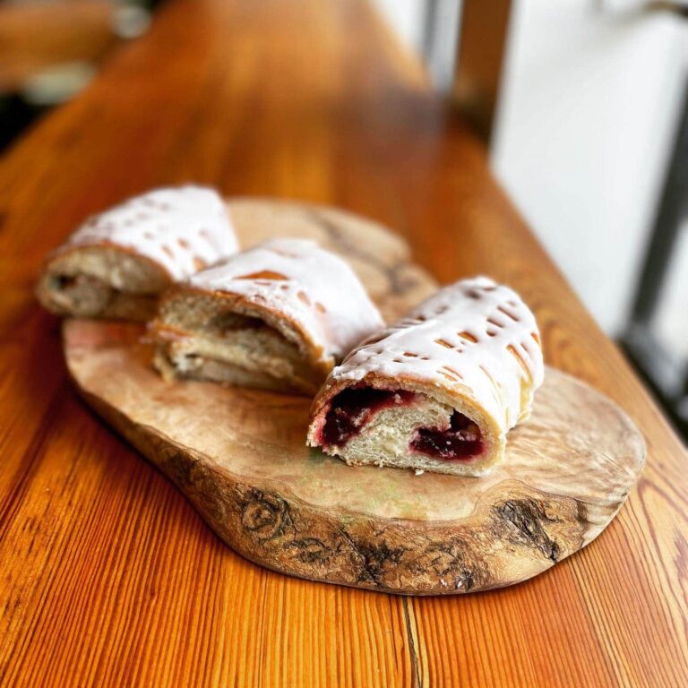fresh pastries on bread board